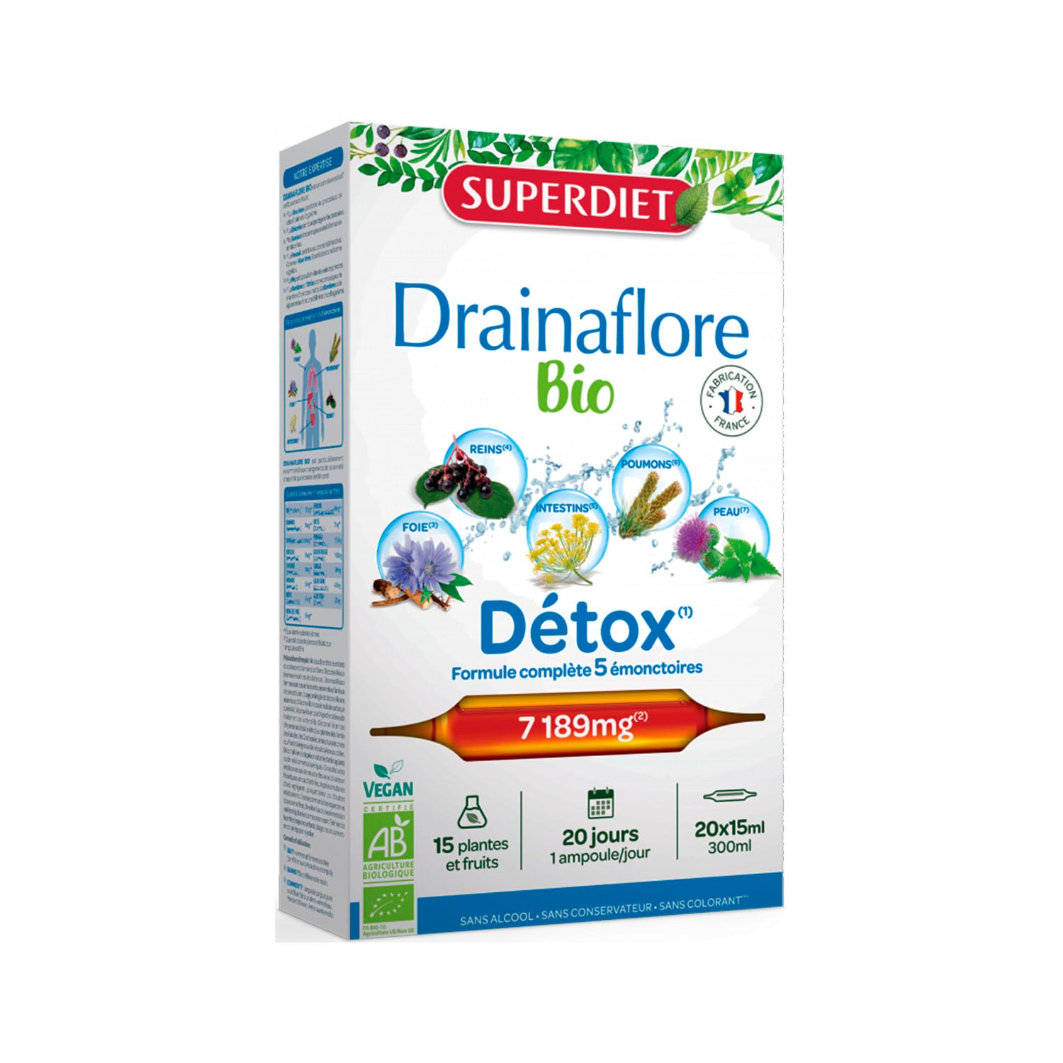 Superdiet Drainaflore Bio - 20 Ampollas