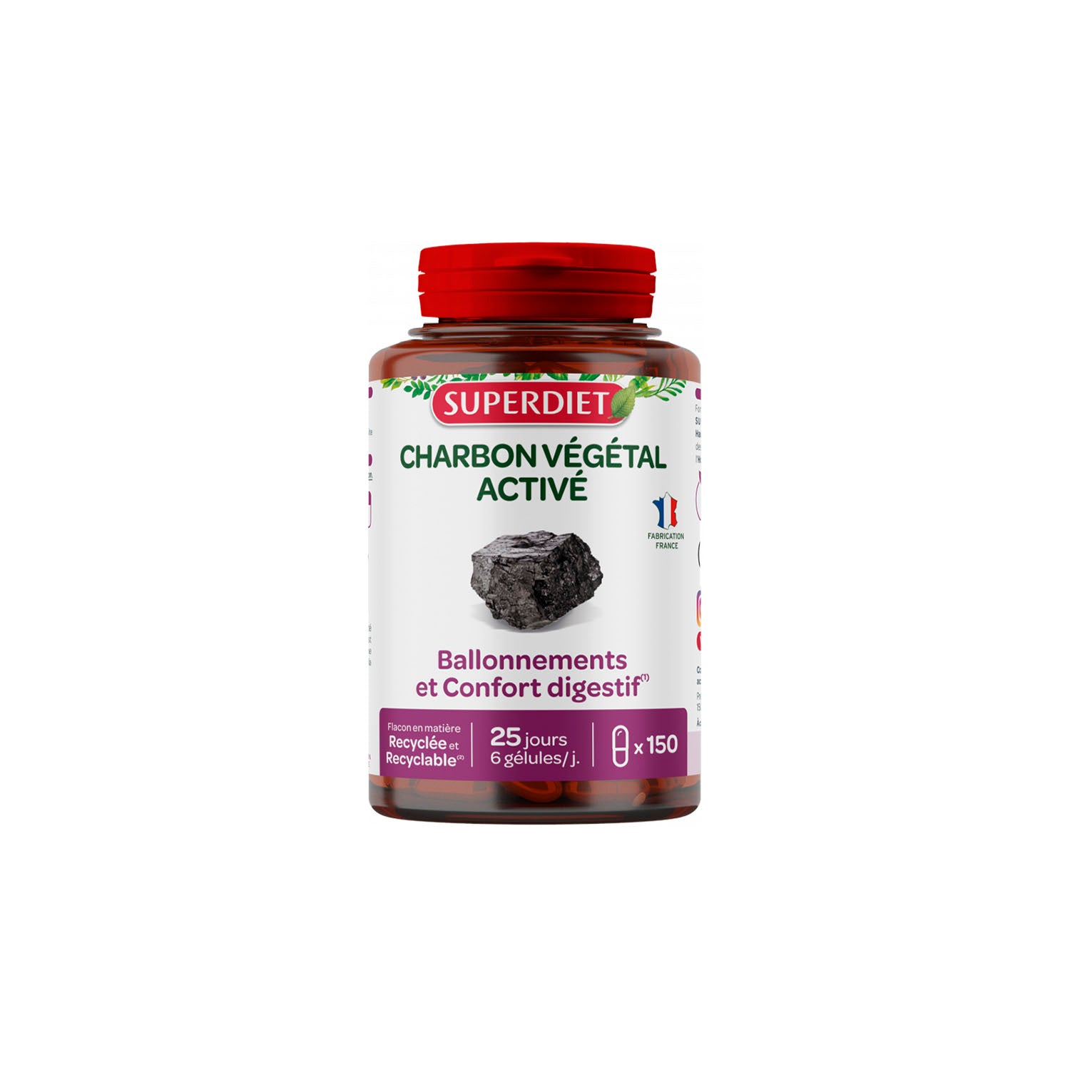 Superdiet Carbón Vegetal Activado - 150 Cápsulas