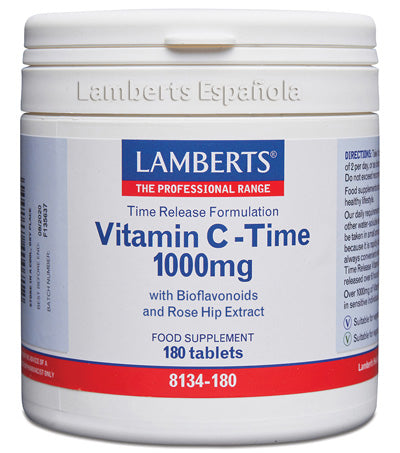 Vitamina C 1000 mg + Bioflavonoides Time Release - 180 Tabletas