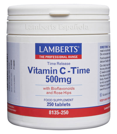 Vitamina C 500 mg + Bioflavonoides Time Release - 250 Tabletas