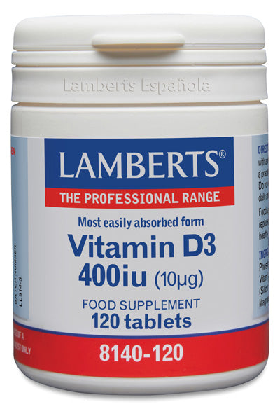 Vitamina D3 400 UI (10 ug) - 120 Tabletas